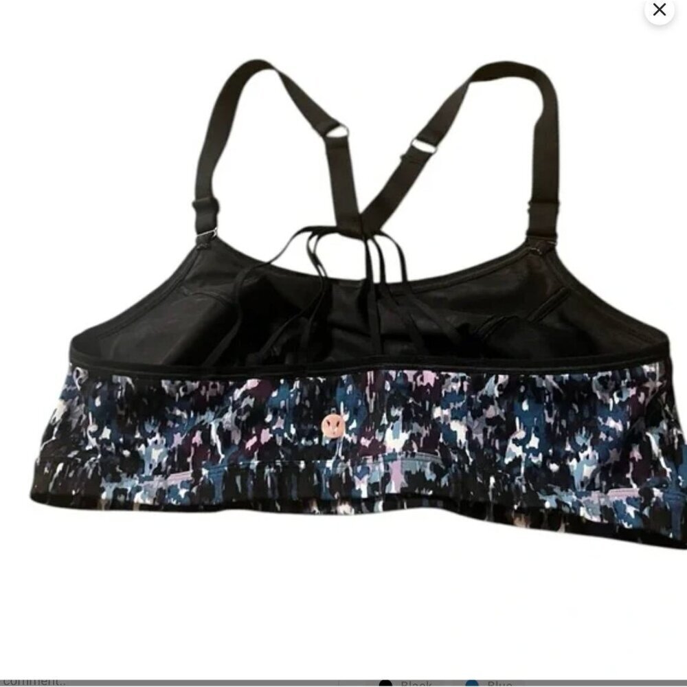 Livi Activewear Strappy Racerback Sports Bra Size 14/16 Blue & Purple Abstract P - Picture 2 of 4